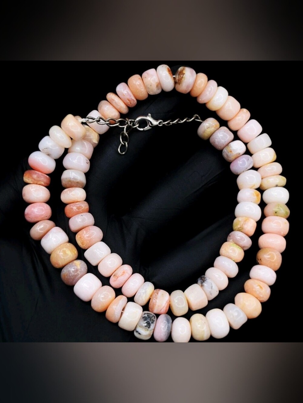 Pink Opal Rondelle Beaded Necklace